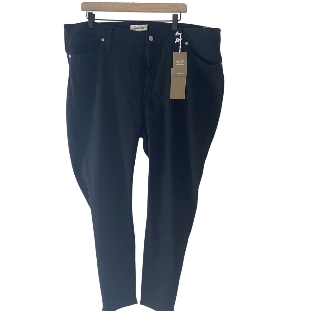 New Madewell Jeans 9" High Rise Skinny Women Size 36 Tall Long TENCEL Black - Picture 3 of 10
